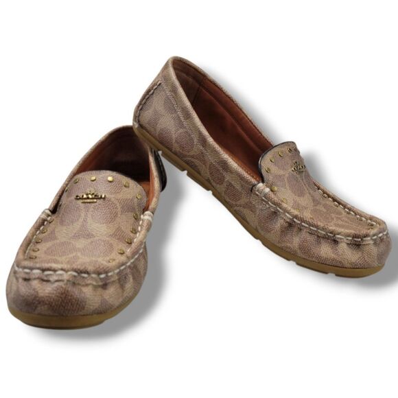 Coach Shoes Size 7.5B Coach McKenna Driver Loafers Coach Signature Monogram Logo - Picture 1 of 12